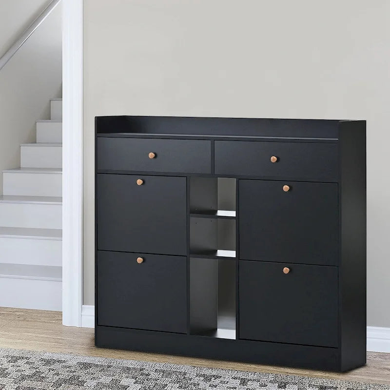 Mobile scarpiera multifunzionale in legno dal design minimalista