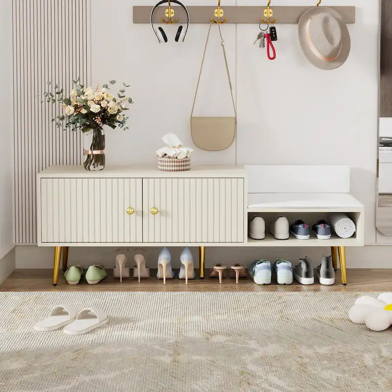 Panca Moderna Porta Scarpe con Contenitore Nascosto e Cuscini Imbottiti per Comodino, Salotto e Ingresso