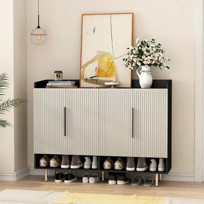 Scarpiera grande moderna a 4 ante con ripiani regolabili – Organizzatore per ingresso