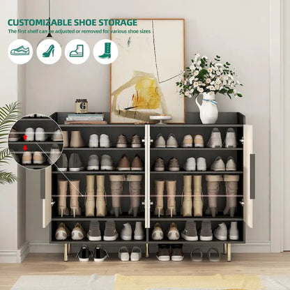 Scarpiera grande moderna a 4 ante con ripiani regolabili – Organizzatore per ingresso