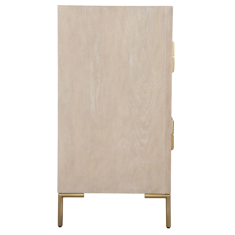 Cassettiera accentata in legno a 4 cassetti - 35 - Beige e Oro