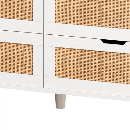 Cassettiera Accent a 6 cassetti in rattan con luci LED e presa di corrente, bianco