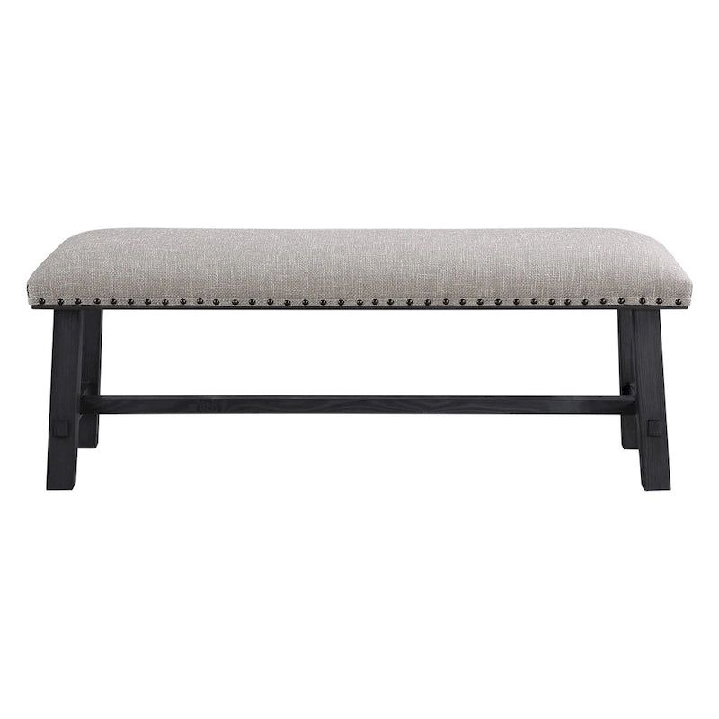 Panca imbottita – Struttura grigio anticato e borchie decorative in bronzo