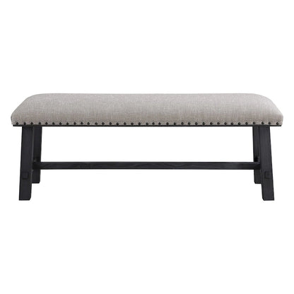 Panca imbottita – Struttura grigio anticato e borchie decorative in bronzo