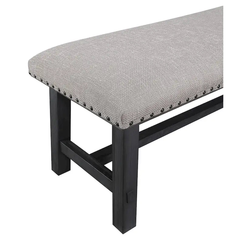 Panca imbottita – Struttura grigio anticato e borchie decorative in bronzo
