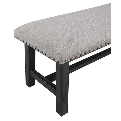 Panca imbottita – Struttura grigio anticato e borchie decorative in bronzo