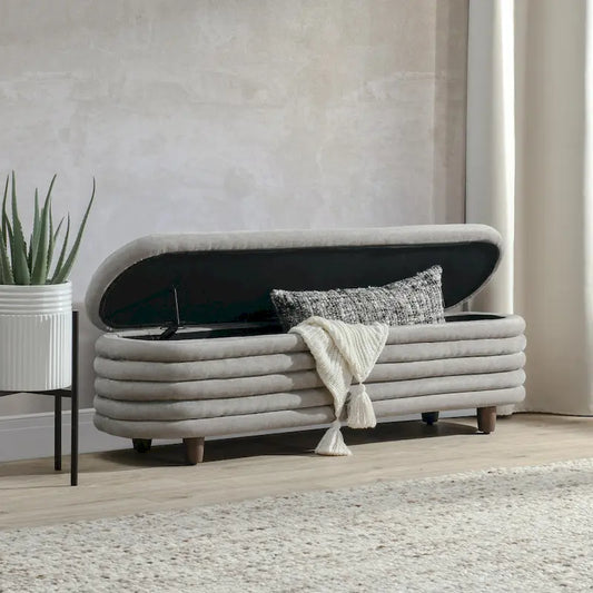 Panca contenitore in stile glamour contemporaneo con vano nascosto – Grigio