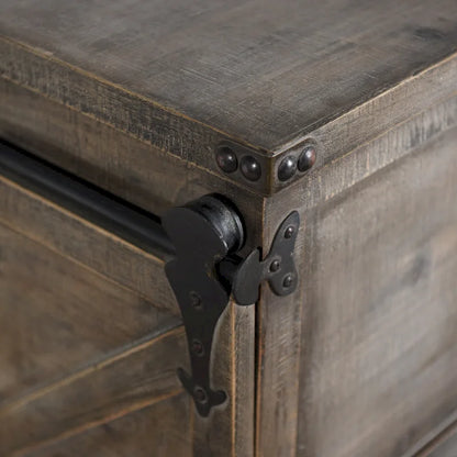 Cassettiera laterale a 3 cassetti in Grigio Driftwood con anta scorrevole a granaio