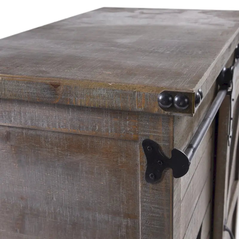 Cassettiera laterale a 3 cassetti in Grigio Driftwood con anta scorrevole a granaio