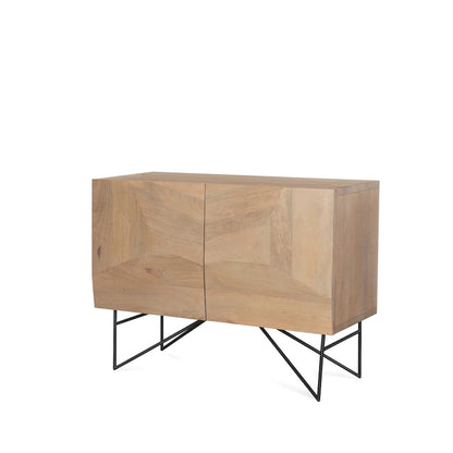 Darwin Light Brown Wooden 2 Door w/ 2 Shelves Accent Cabinet - 44.0L x 17.5W x 30.0H