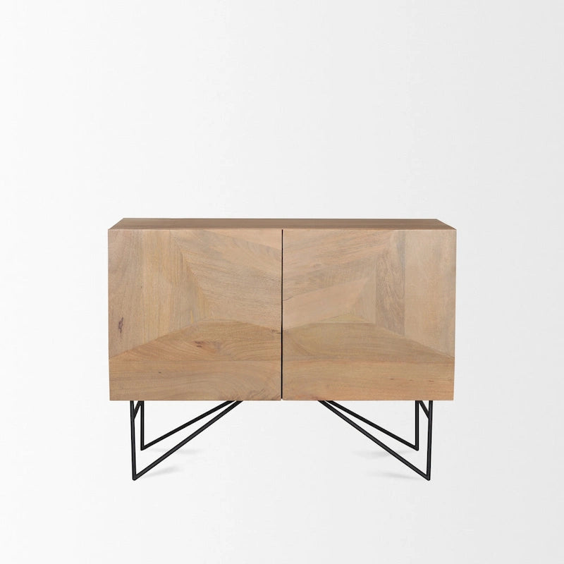 Mobile contenitore ad accento marrone chiaro in legno con 2 ante e 2 ripiani – 111,8 cm L x 44,45 cm P x 76,2 cm H