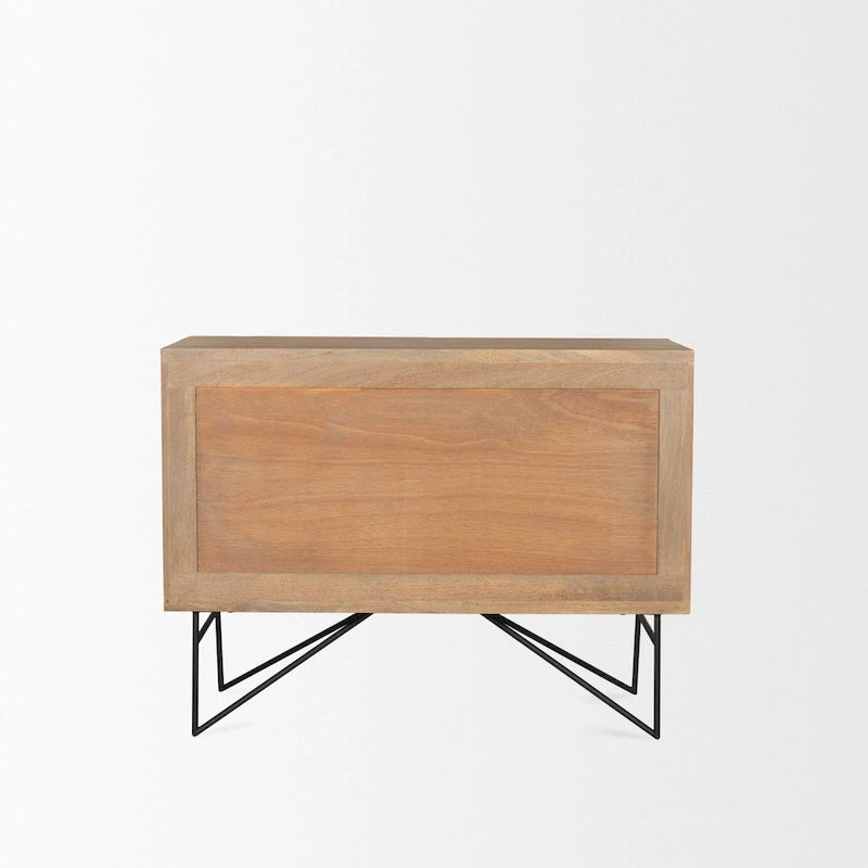 Mobile contenitore ad accento marrone chiaro in legno con 2 ante e 2 ripiani – 111,8 cm L x 44,45 cm P x 76,2 cm H