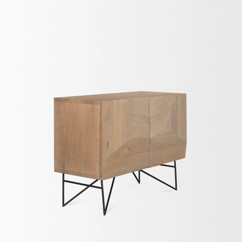 Mobile contenitore ad accento marrone chiaro in legno con 2 ante e 2 ripiani – 111,8 cm L x 44,45 cm P x 76,2 cm H