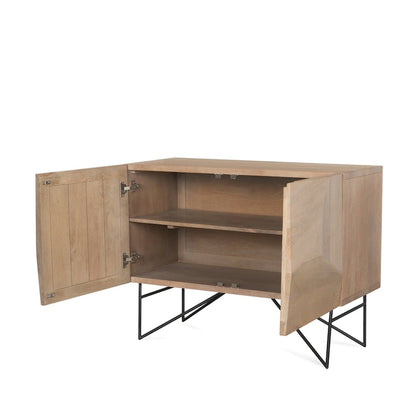Mobile contenitore ad accento marrone chiaro in legno con 2 ante e 2 ripiani – 111,8 cm L x 44,45 cm P x 76,2 cm H