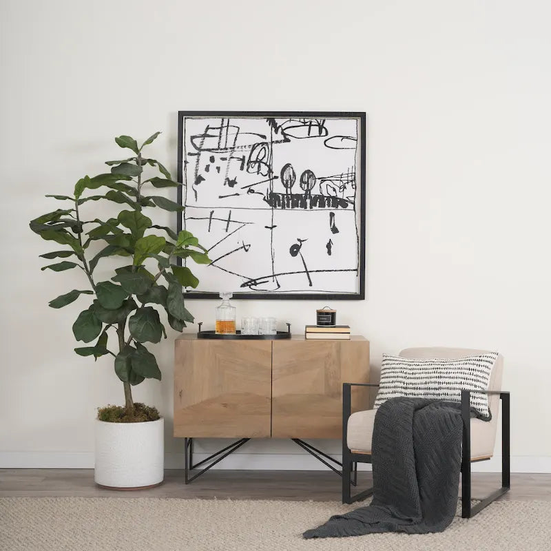 Mobile contenitore ad accento marrone chiaro in legno con 2 ante e 2 ripiani – 111,8 cm L x 44,45 cm P x 76,2 cm H