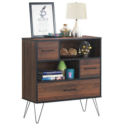 Mobile Contenitore Credenza Multiuso con Gambe in Metallo e Cassetti - 35,5 x 15,5 x 40 (L x P x A)