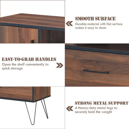 Mobile Contenitore Credenza Multiuso con Gambe in Metallo e Cassetti - 35,5 x 15,5 x 40 (L x P x A)