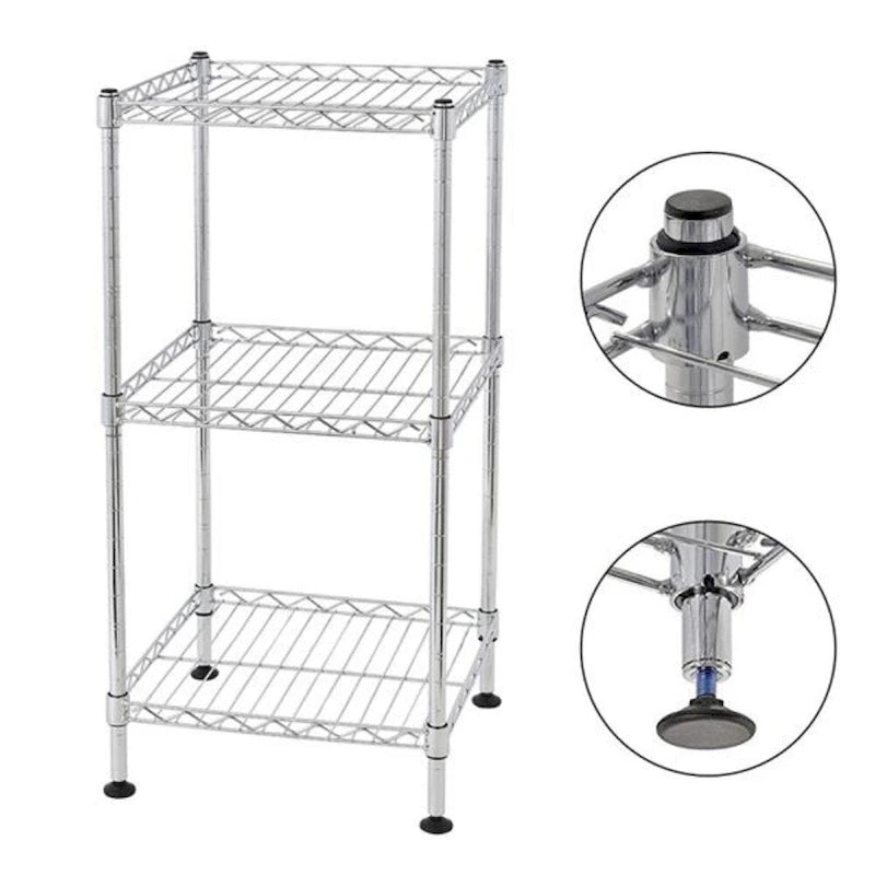 Scaffale a 3 ripiani in filo d'acciaio per cucina, argento - 11.81 x 11.81 x 23.62