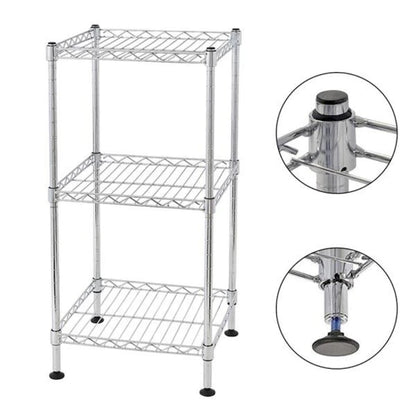 Scaffale a 3 ripiani in filo d'acciaio per cucina, argento - 11.81 x 11.81 x 23.62