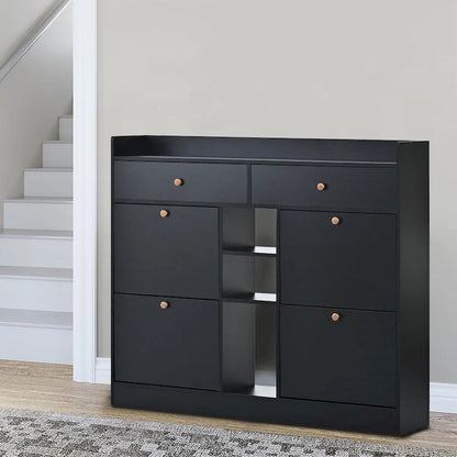 Mobile scarpiera multifunzionale in legno dal design minimalista