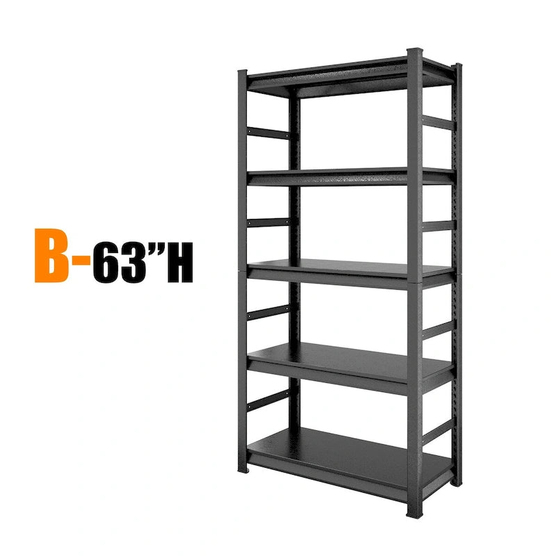 Scaffalatura in Metallo Regolabile Resistente - Ripiani a 5 Livelli, Carico 2000LBS, Cucina, Garage, Dispensa A63 * L31.5 * P15.7