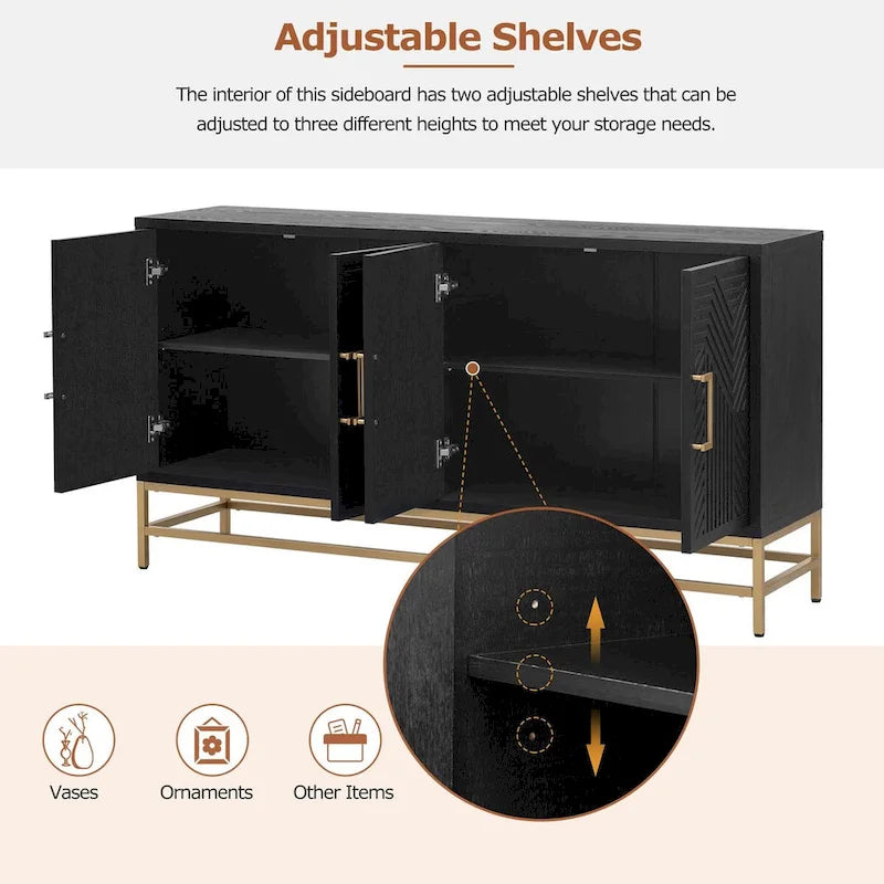 Credenza in stile retrò con ripiani regolabili