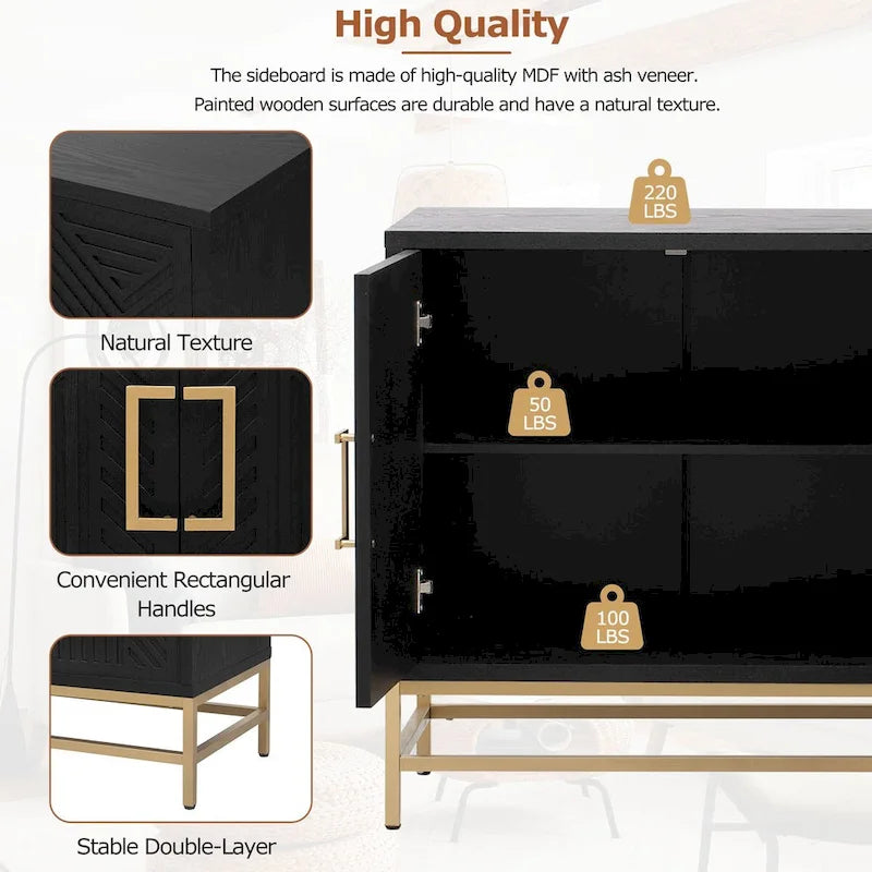 Credenza in stile retrò con ripiani regolabili