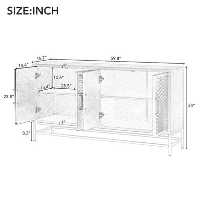Credenza in stile retrò con ripiani regolabili