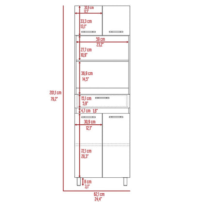 Mobile alto per microonde bianco con cassetto e mensola