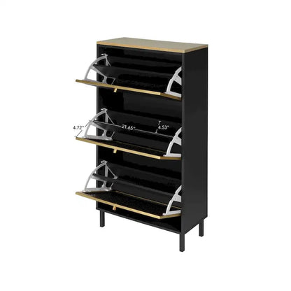 Scarpiera con 3 Ante in Metallo, Scarpiera Moderna Autoportante, Rattan Metallico, per Ingresso