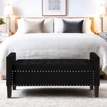 Panca Contenitore Imbottita con Bottoni e Borchie – Pouf Ottomano da Fondo Letto