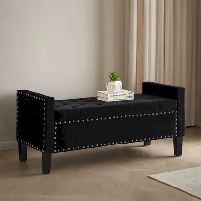 Panca Contenitore Imbottita con Bottoni e Borchie – Pouf Ottomano da Fondo Letto