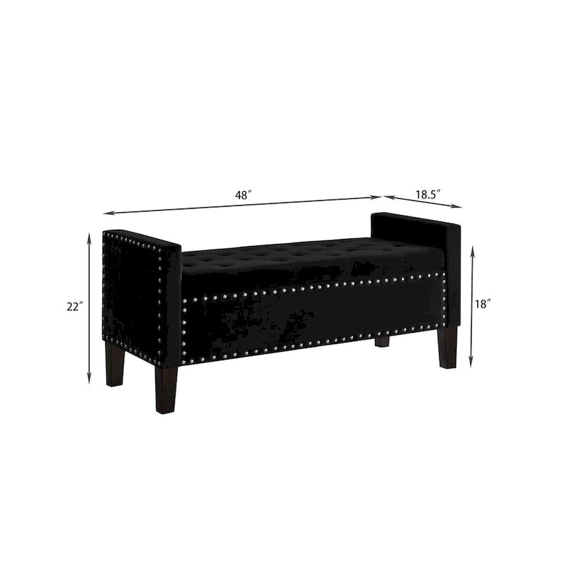 Panca Contenitore Imbottita con Bottoni e Borchie – Pouf Ottomano da Fondo Letto