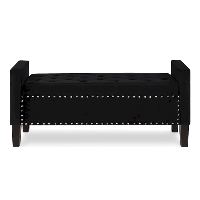 Panca Contenitore Imbottita con Bottoni e Borchie – Pouf Ottomano da Fondo Letto