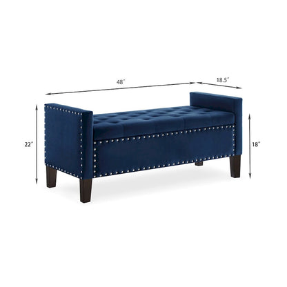 Panca Contenitore Imbottita con Bottoni e Borchie – Pouf Ottomano da Fondo Letto