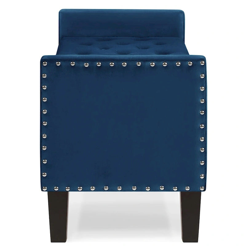 Panca Contenitore Imbottita con Bottoni e Borchie – Pouf Ottomano da Fondo Letto