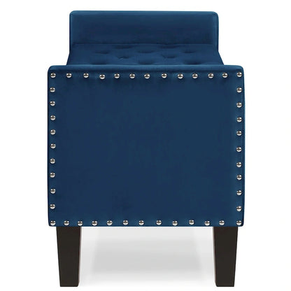 Panca Contenitore Imbottita con Bottoni e Borchie – Pouf Ottomano da Fondo Letto