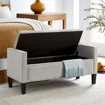 Panca Contenitore Imbottita con Bottoni e Borchie – Pouf Ottomano da Fondo Letto