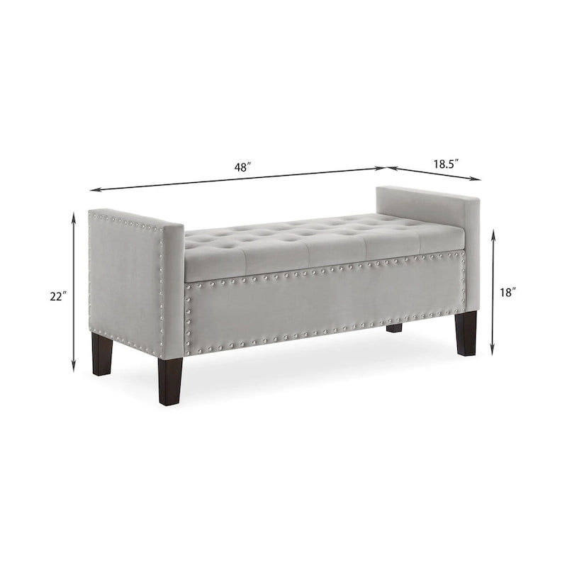 Panca Contenitore Imbottita con Bottoni e Borchie – Pouf Ottomano da Fondo Letto