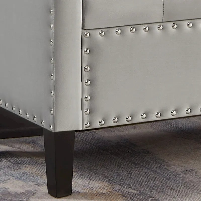 Panca Contenitore Imbottita con Bottoni e Borchie – Pouf Ottomano da Fondo Letto