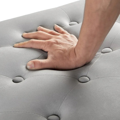 Panca Contenitore Imbottita con Bottoni e Borchie – Pouf Ottomano da Fondo Letto