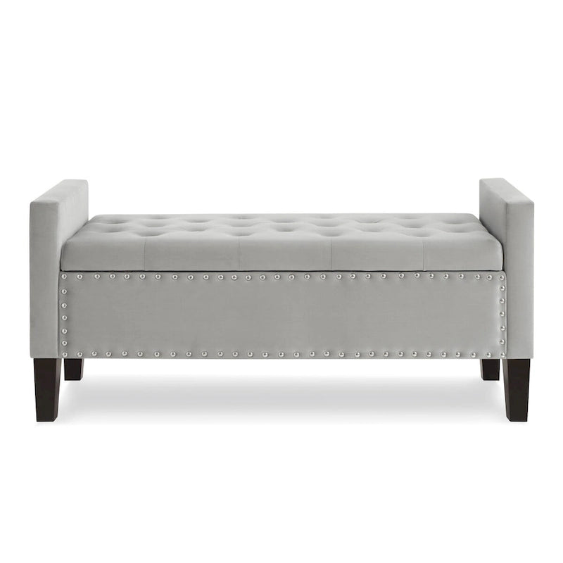 Panca Contenitore Imbottita con Bottoni e Borchie – Pouf Ottomano da Fondo Letto