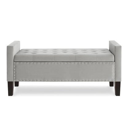 Panca Contenitore Imbottita con Bottoni e Borchie – Pouf Ottomano da Fondo Letto