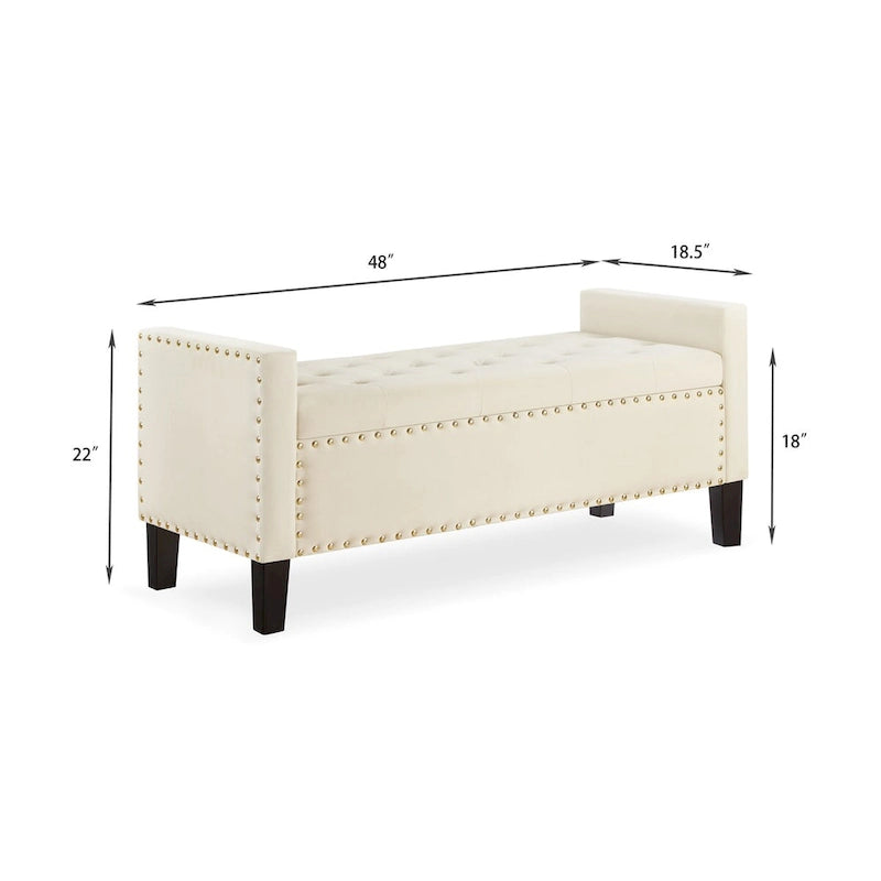 Panca Contenitore Imbottita con Bottoni e Borchie – Pouf Ottomano da Fondo Letto