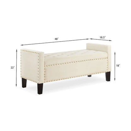 Panca Contenitore Imbottita con Bottoni e Borchie – Pouf Ottomano da Fondo Letto