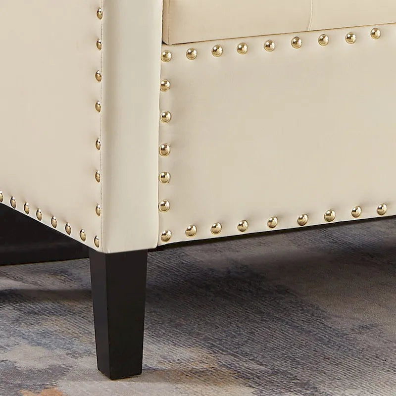Panca Contenitore Imbottita con Bottoni e Borchie – Pouf Ottomano da Fondo Letto