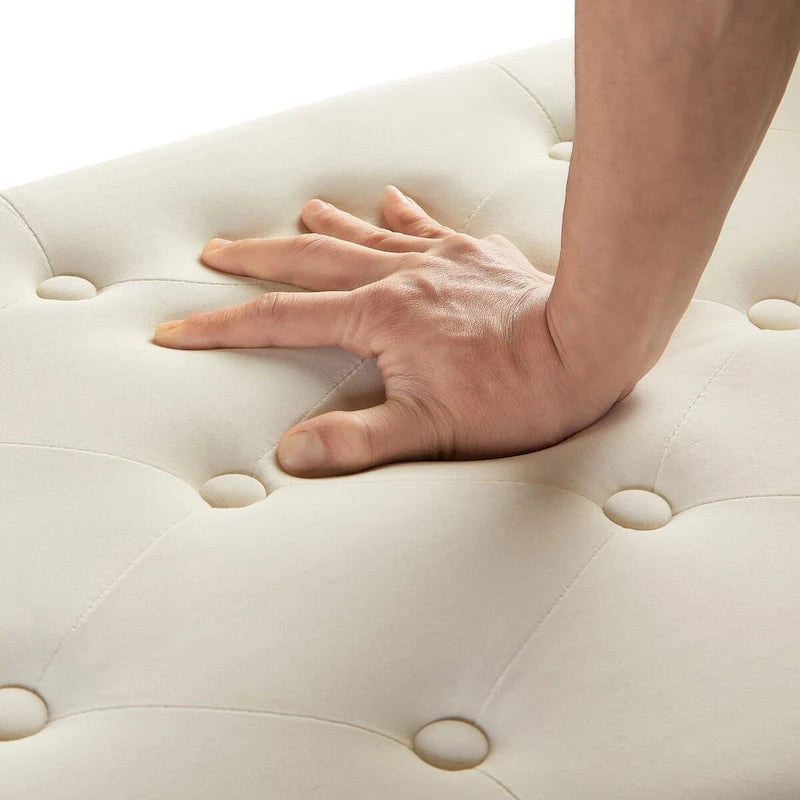 Panca Contenitore Imbottita con Bottoni e Borchie – Pouf Ottomano da Fondo Letto