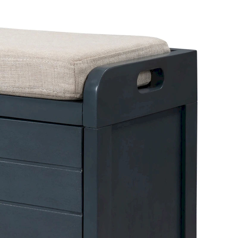 Panca in legno in stile Farmhouse moderno con 2 cassetti e un cesto portaoggetti intrecciato