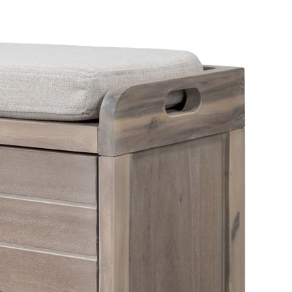Panca in legno in stile Farmhouse moderno con 2 cassetti e un cesto portaoggetti intrecciato