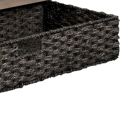 Panca in legno in stile Farmhouse moderno con 2 cassetti e un cesto portaoggetti intrecciato
